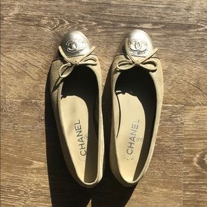 Chanel metallic ballet flats